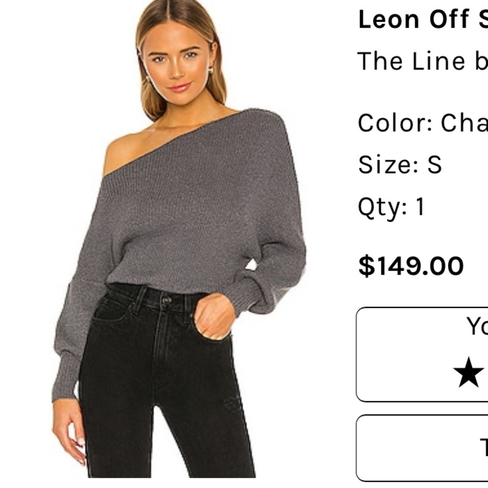 The Line by K Leon Off-Shoulder Sweater in Charcoal Gray